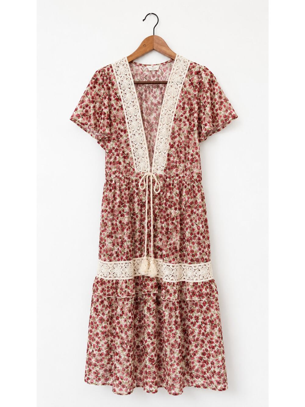 NWOT Midi Floral Cover Up Womens Size M Crochet Boho Cottagecore Prairie Hippie